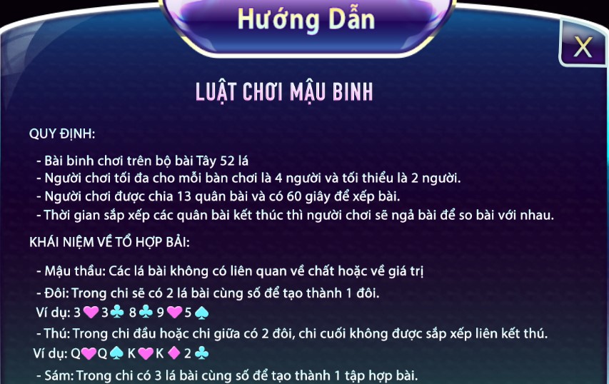 Luật Chơi Mậu Binh cơ bản